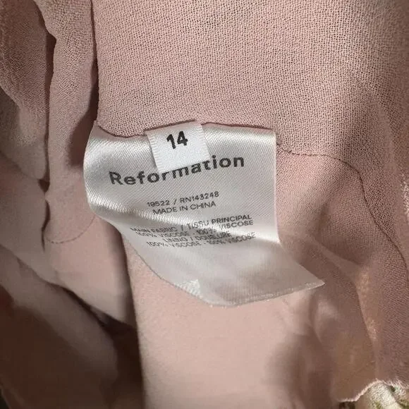 Reformation Dress Morris Smocked Melody Print Pink Floral Long Sleeve Mini Sz 14 - Picture 5 of 7